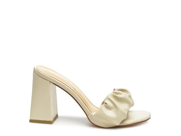 Noie Mid Block Heel Pleated Strap Sandals (Online Only)