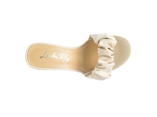 Noie Mid Block Heel Pleated Strap Sandals (Online Only)