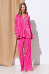 Pleated Blouse Pants Set (Online Only)