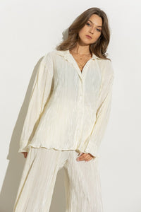 Pleated Blouse Pants Set (Online Only)