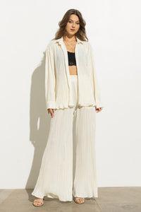 Pleated Blouse Pants Set (Online Only)