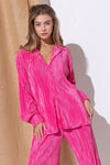Pleated Blouse Pants Set (Online Only)