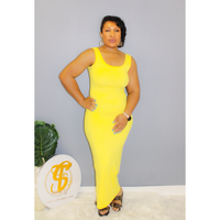 Scoop Neck Maxi Dress - Yellow