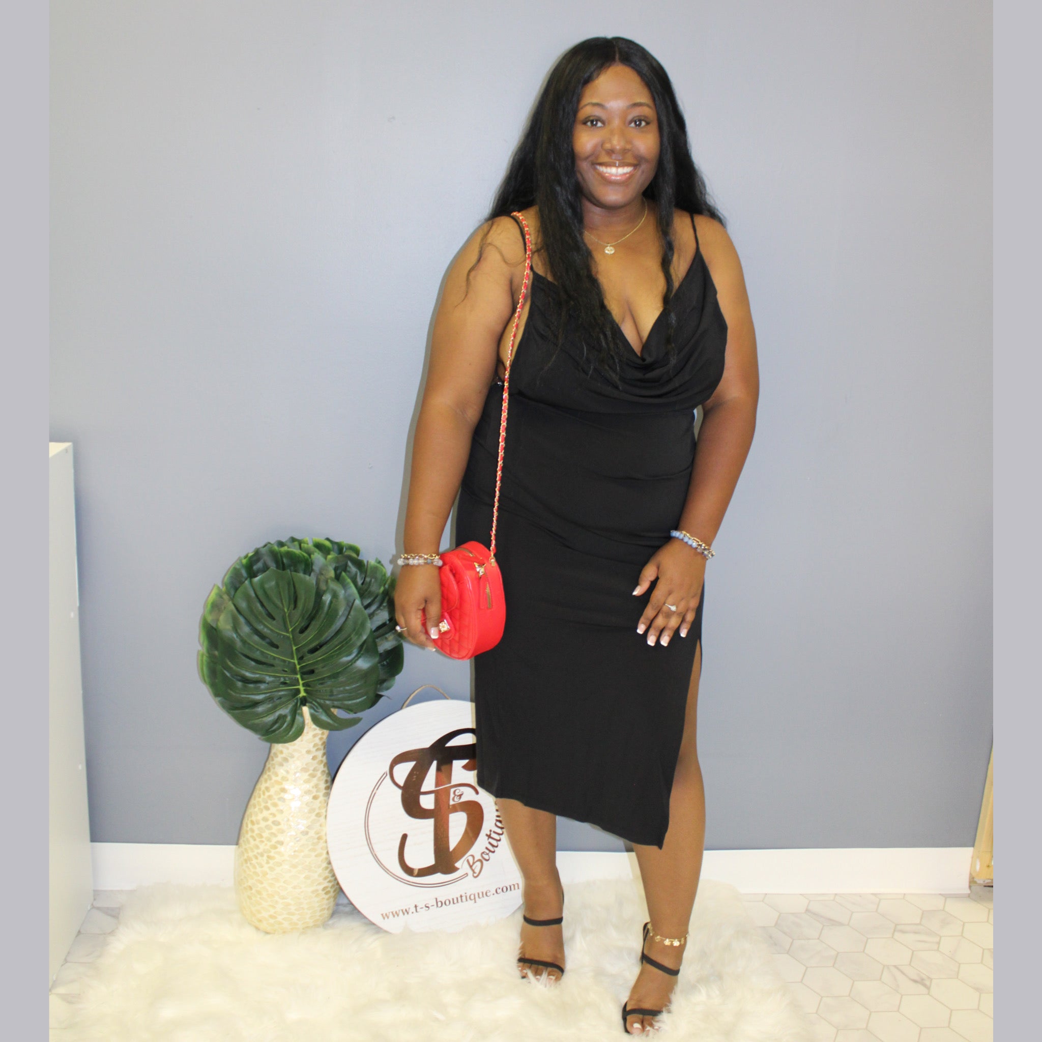 Cowl Neck Midi Dress